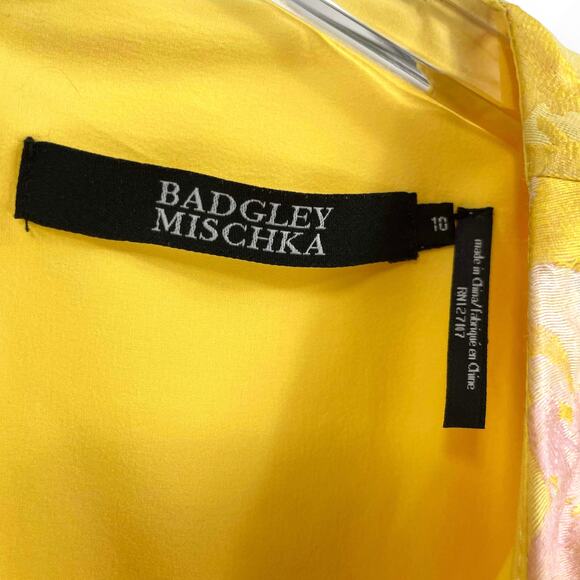 Badgley Mischka Yellow and Pink Midi Dress - Picture 4 of 14